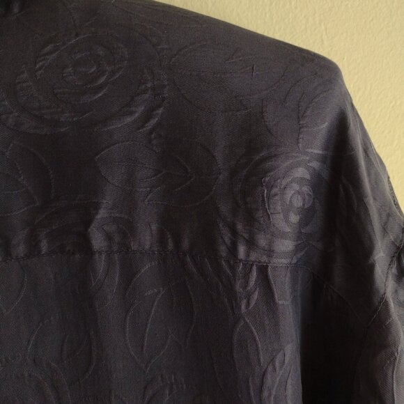 Jonathan Martin Vintage Womens Silk Blouse L Smoky Purple Jacquard Button Up Top - Picture 7 of 9